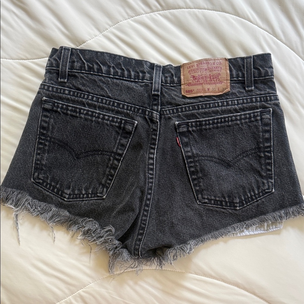 Levi's Black Frayed Jean Shorts - Picture 3 of 4
